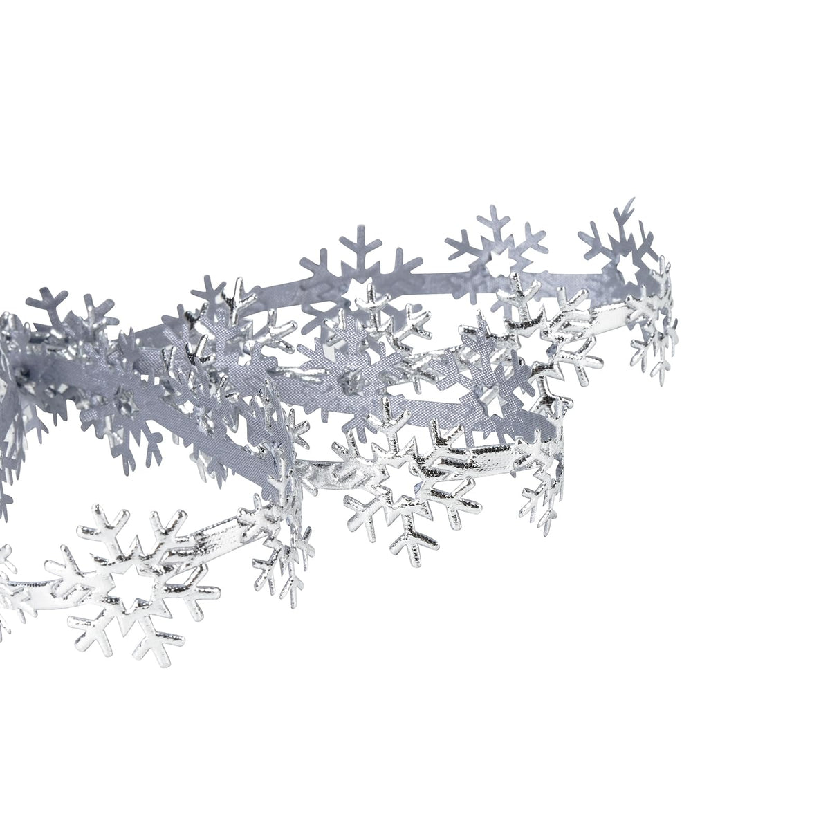 Silver Glitter Snowflake Ribbon 1 Inch, 10 Yards Per Roll Sequins Trim Ribbon Use for Christmas Tree, New Year