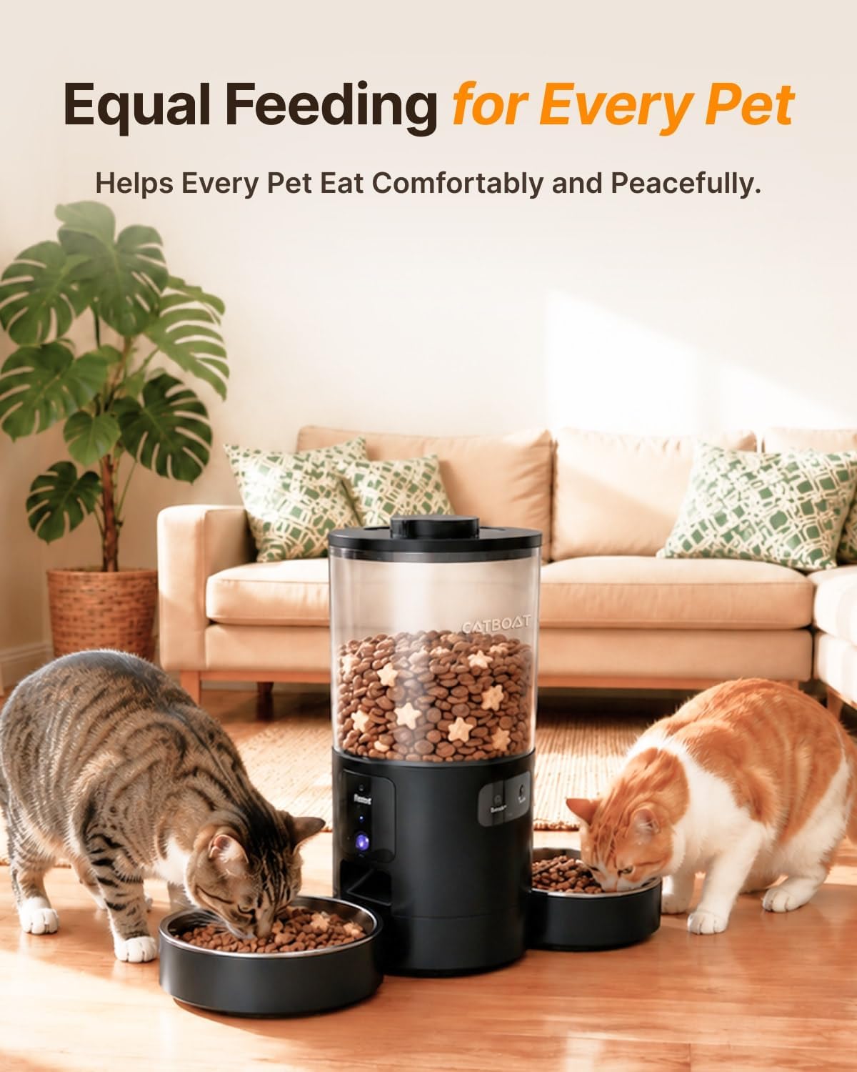 Dual-Camera Automatic Pet Feeder with 2 Bowls, 6L Smart Feeder for 2 Cats | 2K HD Video, App Control, Slow Feed Mode