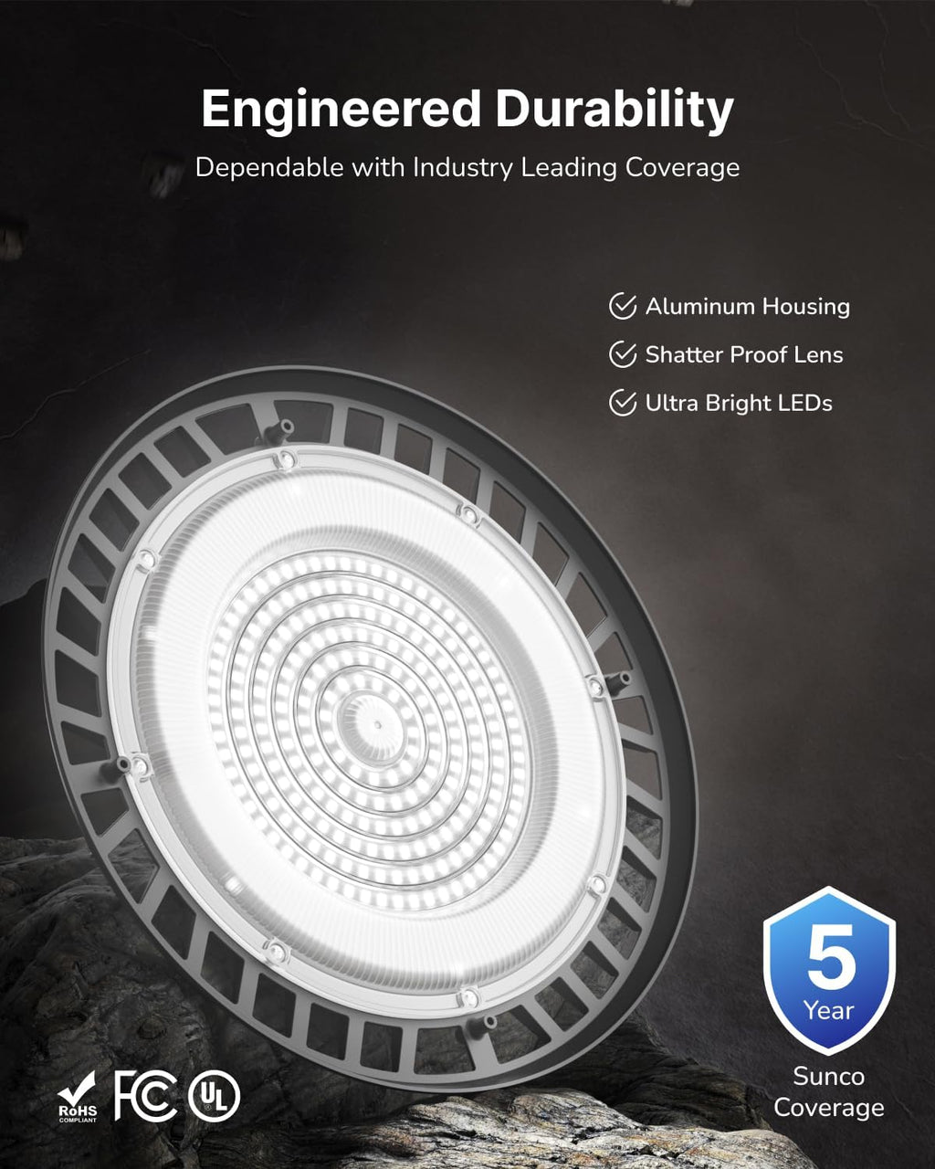 Sunco 10 Pack UFO LED High Bay Lights, Plug & Play, 150W, 19500LM, 5000K