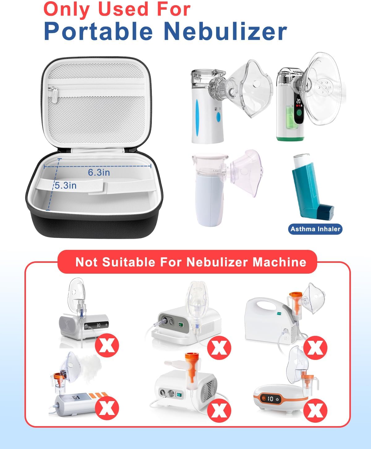 Carrying Case for Portable Handheld Inhaler Nebulizer Asthma Inhaler Black