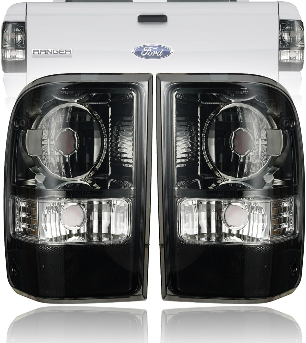 Tail Light Assembly for 2001-2011 Ford Ranger (Excl. STX) | Direct Fit OE Replacement | Driver & Passenger Pair | No Bulbs/Harness (Smoke)