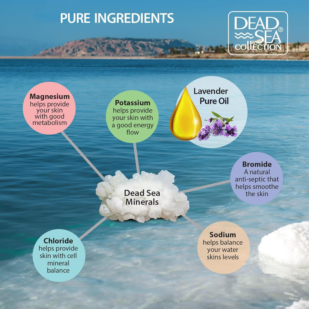 Bath Salts with Lavender – Pure Dead Sea Salt and Lavender Oil - Nourishing Soothing and Relaxing Skin and Muscle –