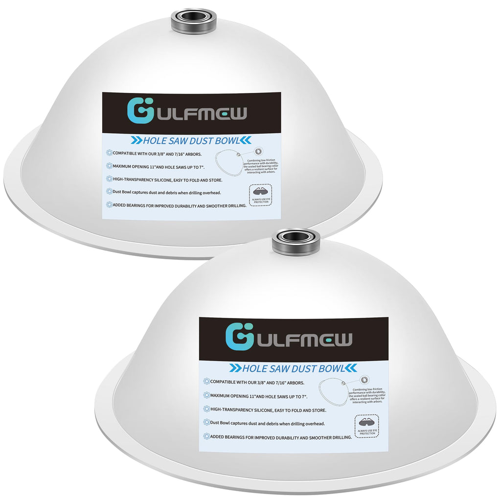 2 Pack Drill Dust Bowl & Hole Saw Dust Bowl for Drilling, Installing Recessed Lights and Works with All Hole Saws, Silicone Transparent Drill Sawdust Collector, Adds Bearings for Durability