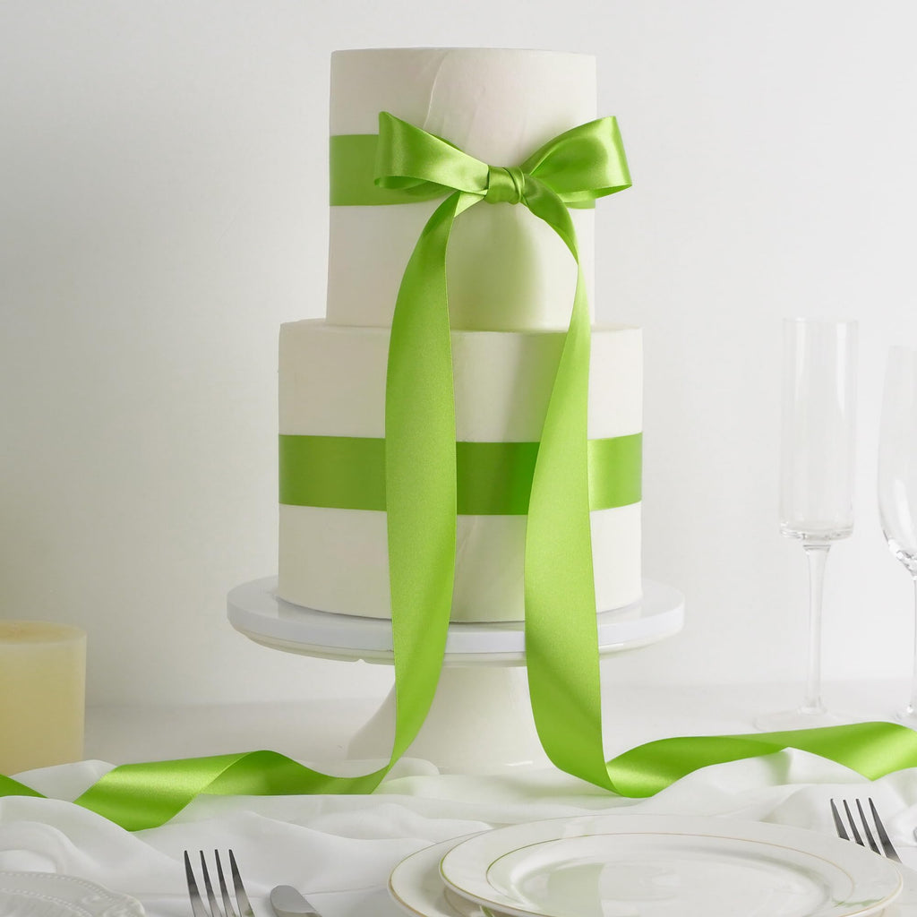 Lime Satin Ribbon 1-1/2 inch Lime Ribbon Double Faced Satin Ribbon By 50 Yards Lime Green Ribbon for Christmas Tree