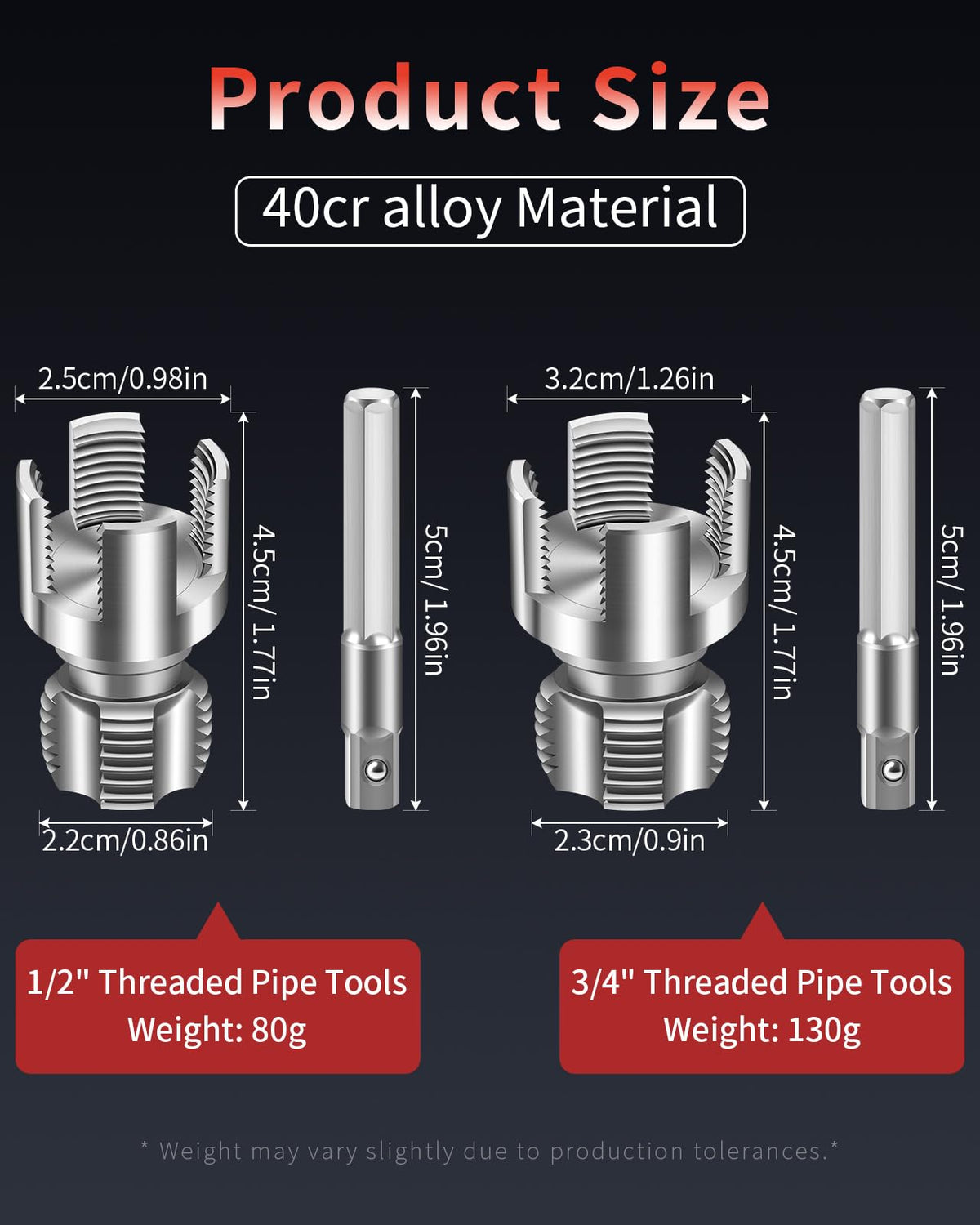 ALINMESH PVC Pipe Threader for Drill - 2PCS 1/2" 3/4" Threading Tool
