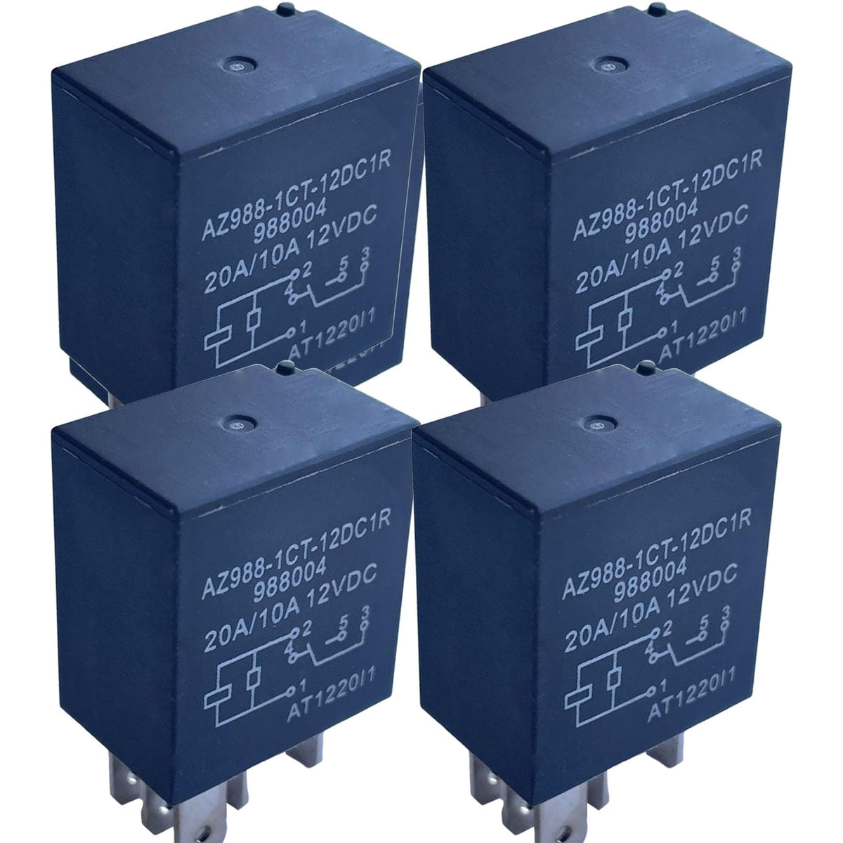 4PCS 12V 30A AZ988-1CT-12DC1R Micro-ISO 5-Pin SPDT Relay, Compatible with Vehicles Using Micro 280 Socket for Cooling Fan, Fuel Pump, A/C Clutch, Headlights, Horn