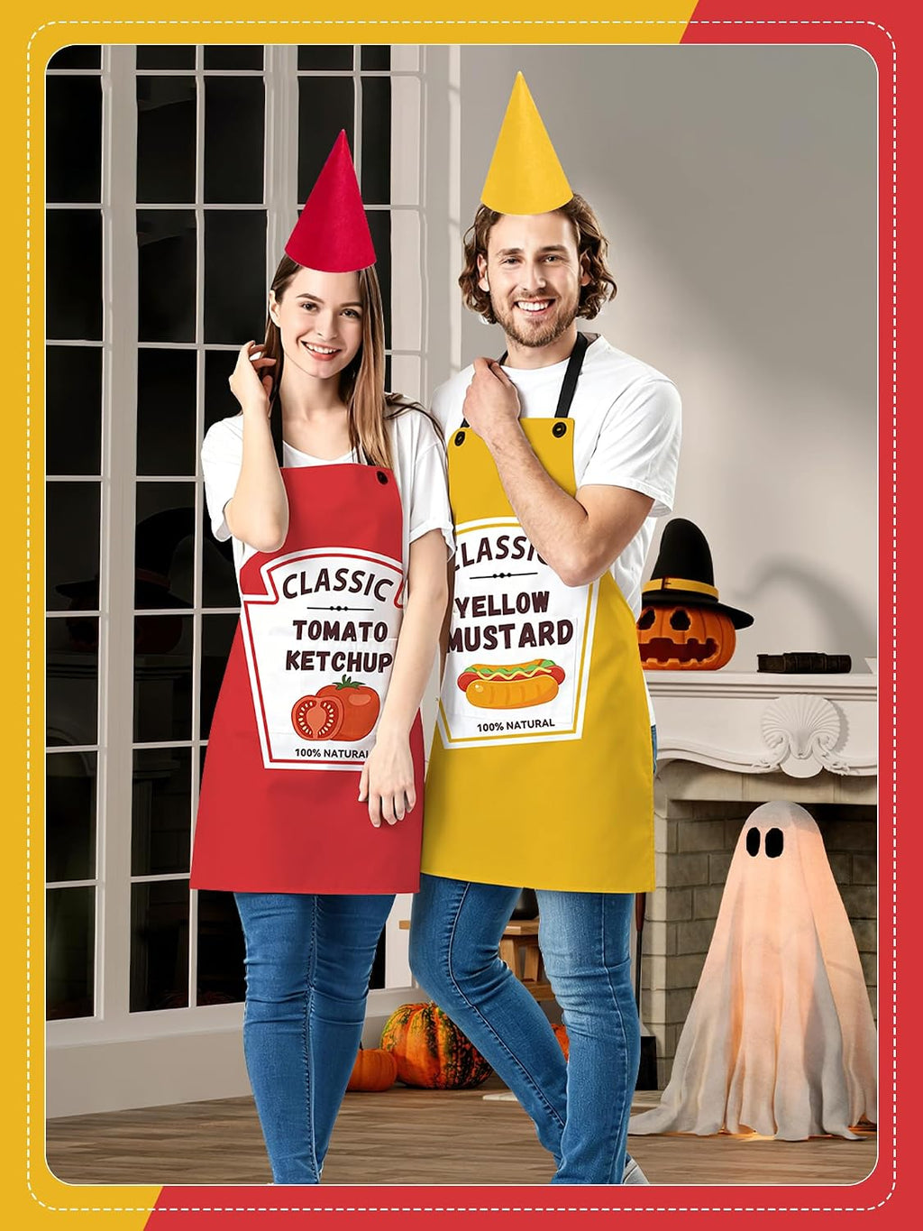 2 Set Ketchup and Mustard Costume Apron Condiment Group Costume