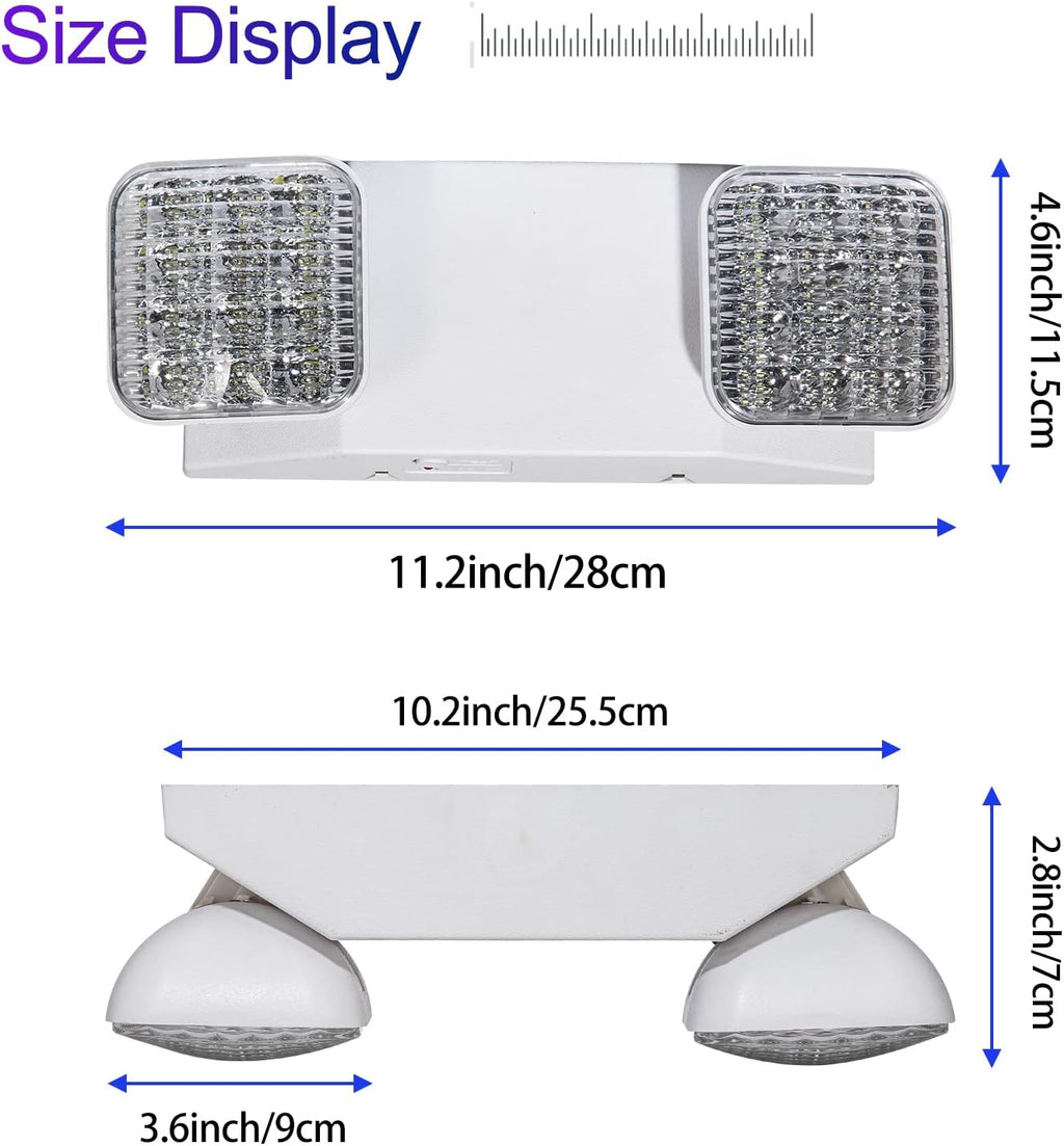 GZRUIYANG LED Emergency Lights with Battery Backup, Commercial Emergency Light Fixtures for Business Home Power Failure Emergency Exit Sign Lighting with 1.0 Meter Plug, Adjustable Square Head