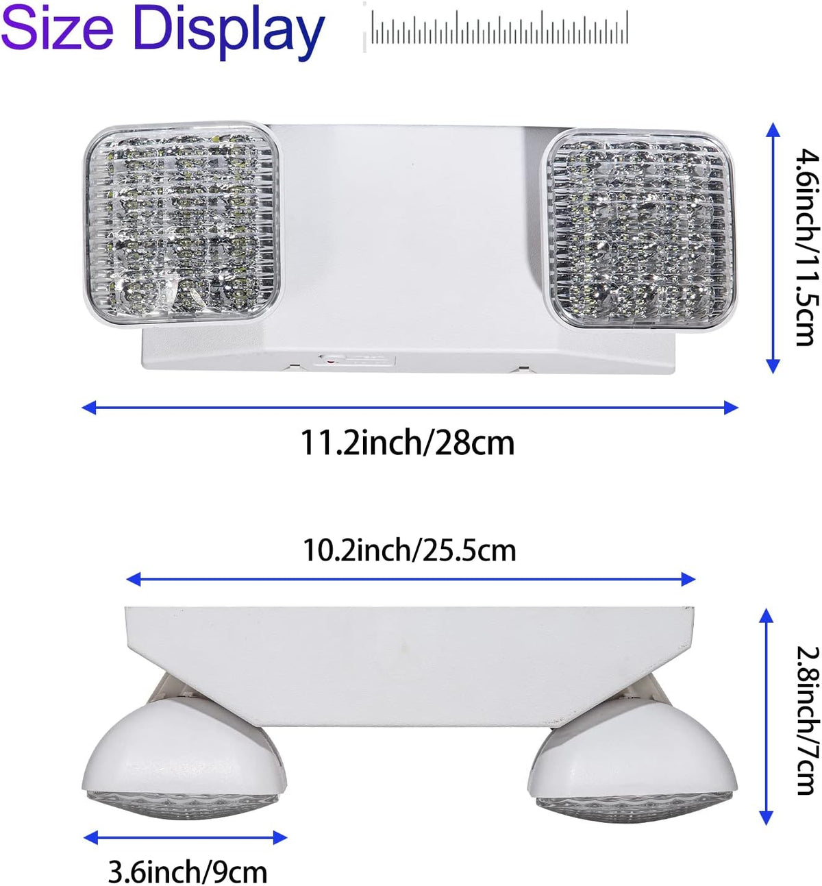 GZRUIYANG LED Emergency Lights with Battery Backup, Commercial Emergency Light Fixtures for Business Home Power Failure Emergency Exit Sign Lighting with 1.0 Meter Plug, Adjustable Square Head