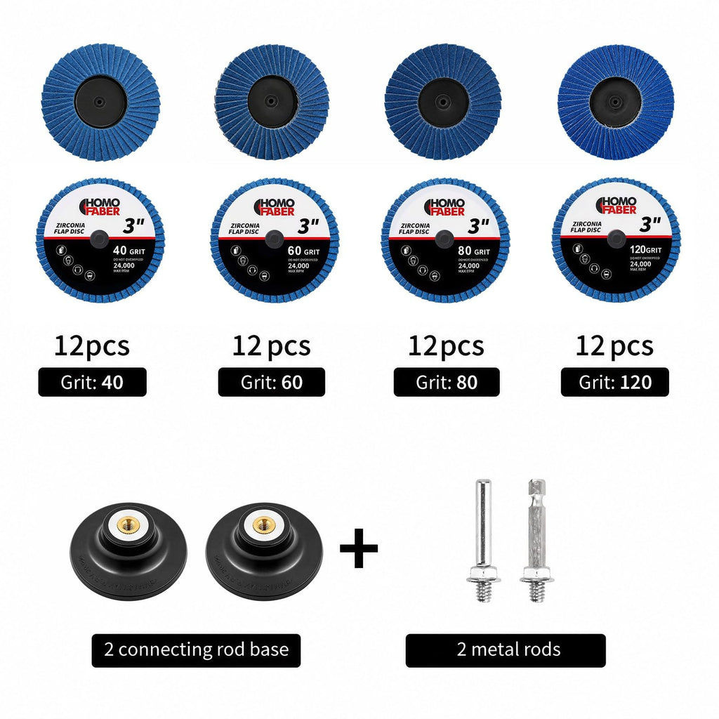 HOMO FABER 50Pcs Die Grinder Sanding Discs, 3 Inch Flap Discs Roll Lock