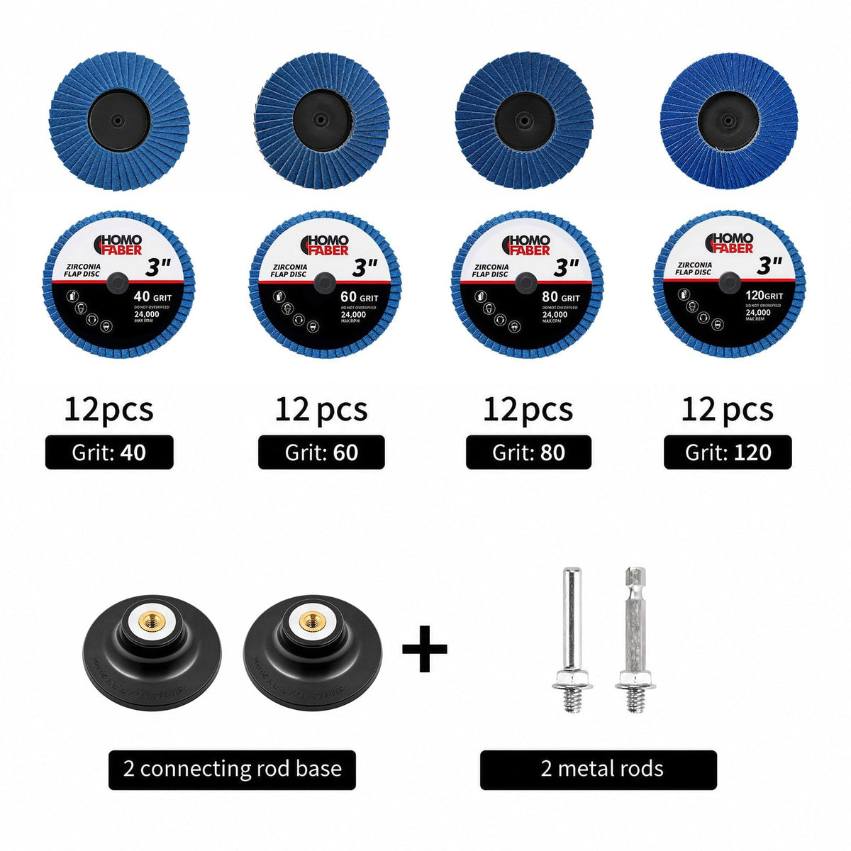 HOMO FABER 50Pcs Die Grinder Sanding Discs, 3 Inch Flap Discs Roll Lock