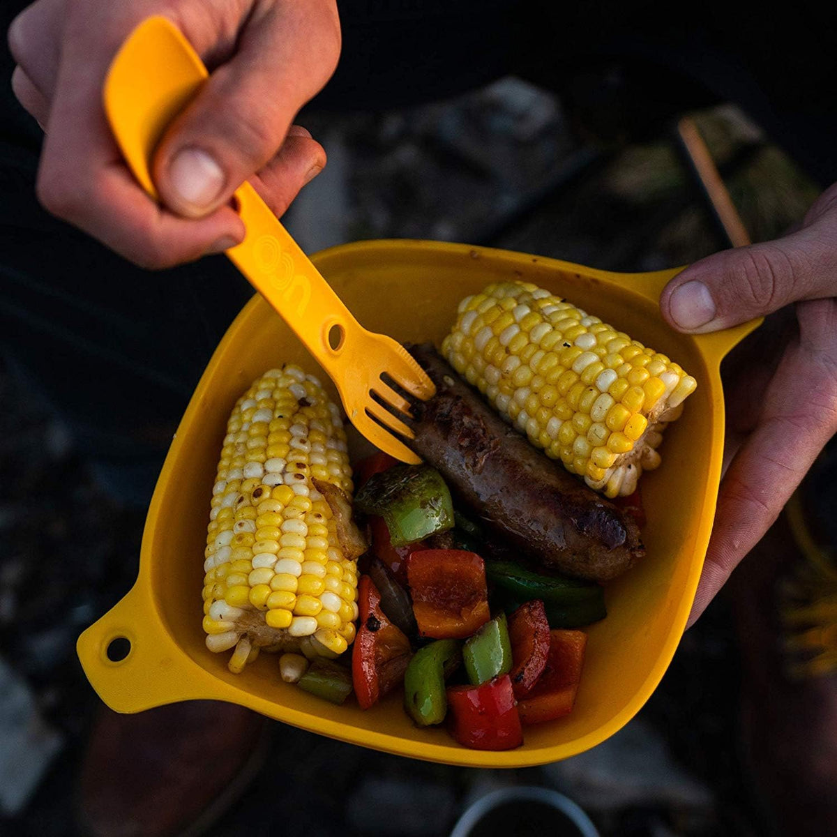 4-Piece Camping Mess Kit with Bowl, Plate and 3-in-1 Spork Utensil Set