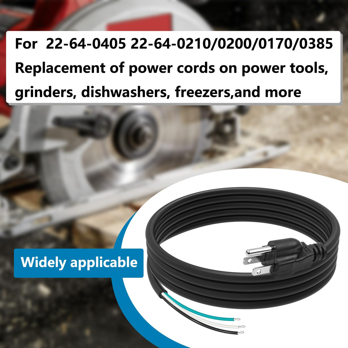 22-64-0405 Cord Set Replacement 14 Gauge 3 Prong Heavy Duty