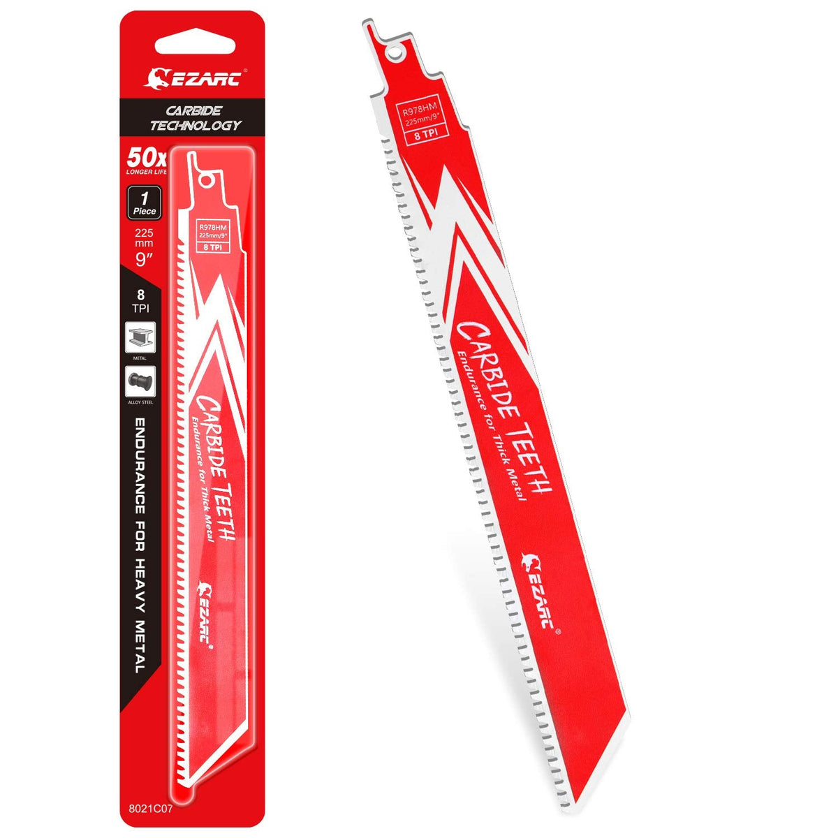 EZARC Carbide Reciprocating Saw Blade, 9-Inch 8TPI, Thick Metal, 1-Pack
