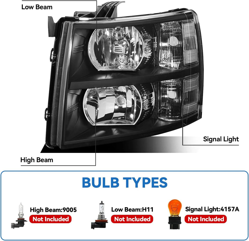 Headlight For 07-13 Chevy Silverado 1500 & 07-14 Chevy Silverado 2500 3500