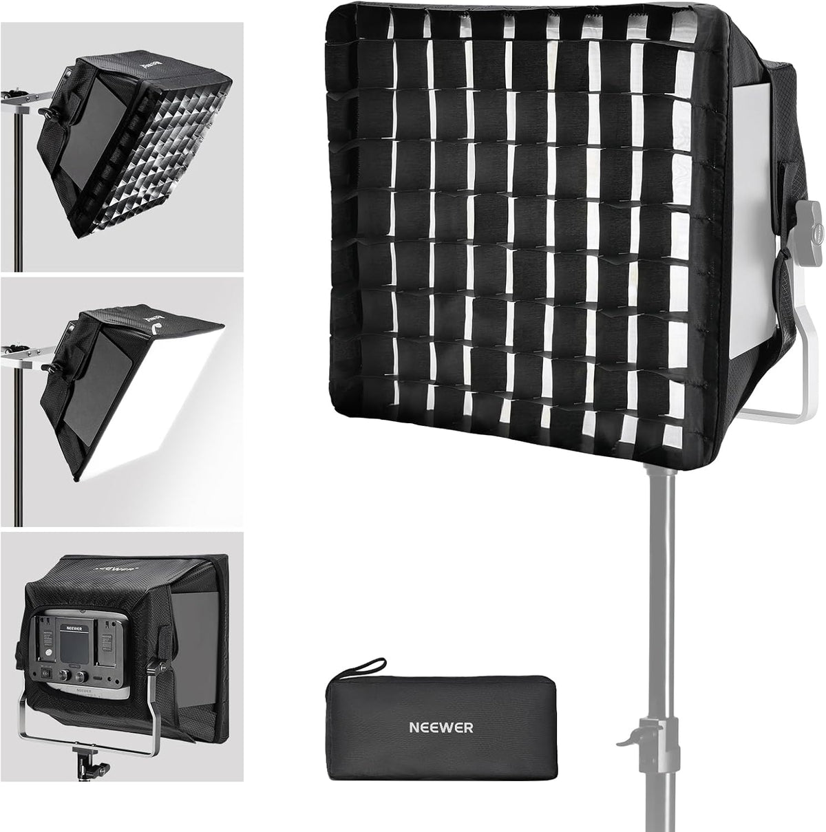 Upgraded Softbox Diffuser for NL660 RGB660 PRO II LED Light, NS4S | 12.6"x11.6", Foldable, Grid, Bag, Blackout Hood