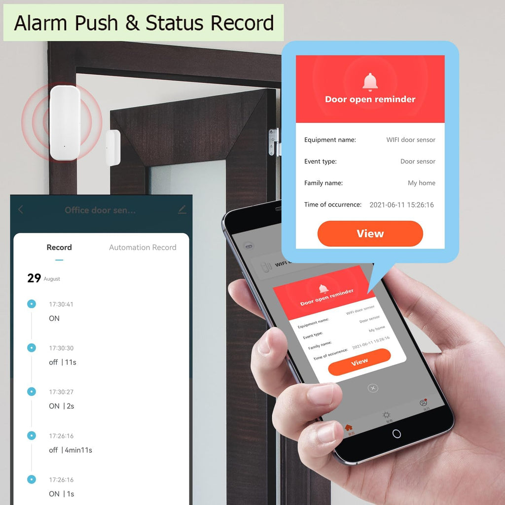Smart Door Sensor: WiFi Door and Window Sensor, Wireless Design, Instant Alerts, Door Open Contact Sensor for Home