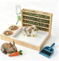 4 in 1 Rabbit Hay Feeder with Litter Box, Small Pets Hay Rack Water Bottle