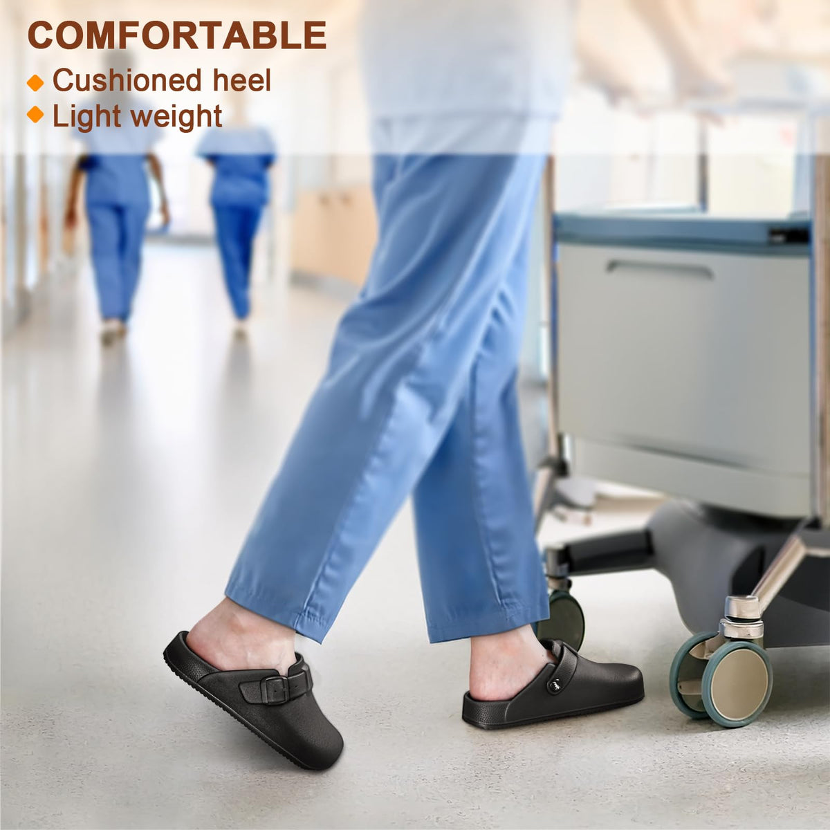 Women Clogs Slip-on Nursing Garden Shoes Unisex-Cushioned Footbed