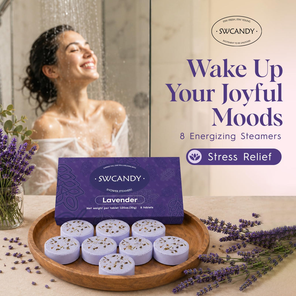 Lavender Shower Steamers 8 Pack, Home Spa Self Care