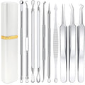 Pimple Popper Tool Kit - Boxoyx 10 Pcs Blackhead Remover Comedone Extractor Kit with Metal Case for Quick and Easy