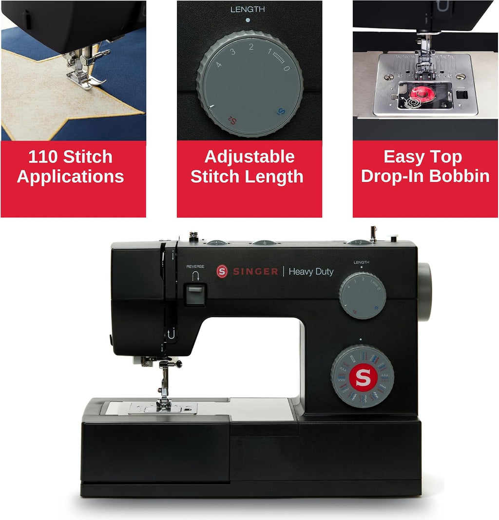 4432 (Black) High Speed Heavy Duty Sewing Machine + Accessory Kit | 32 stitches deliver 110 applications, 50% more