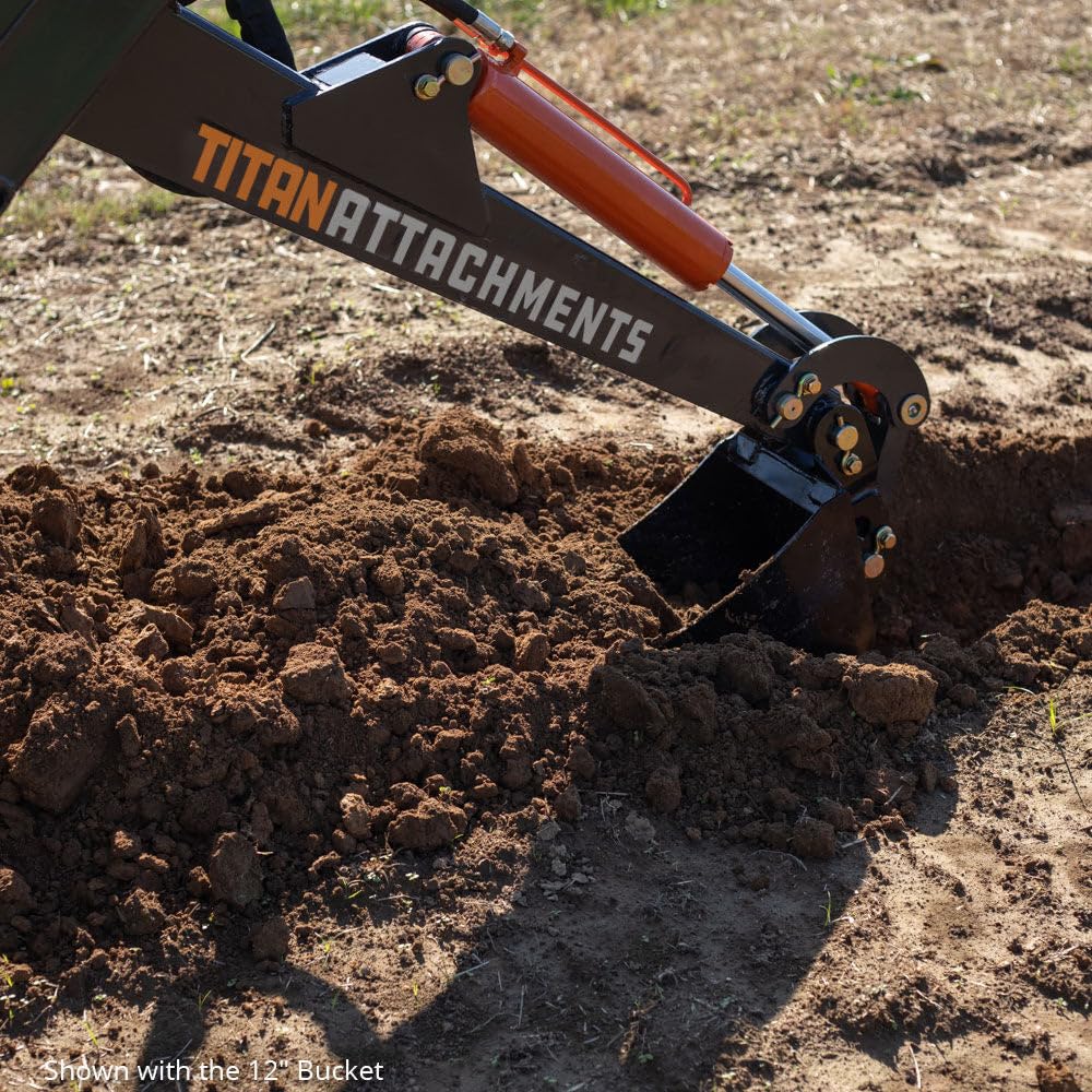 Skid Steer Fronthoe Excavator Attachment with 12" Bucket, 6 FT Reach, Single 3000 PSI Hydraulic Cylinder, SSQA