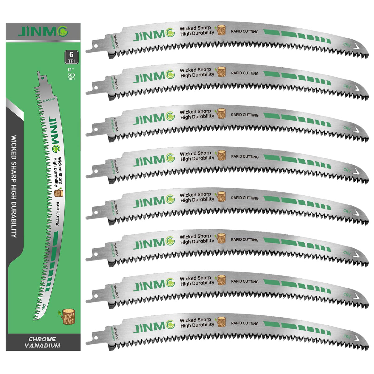 8-Pack 12 Inch 6TPI Arc Curved Reciprocating Saw Blades for Pruning