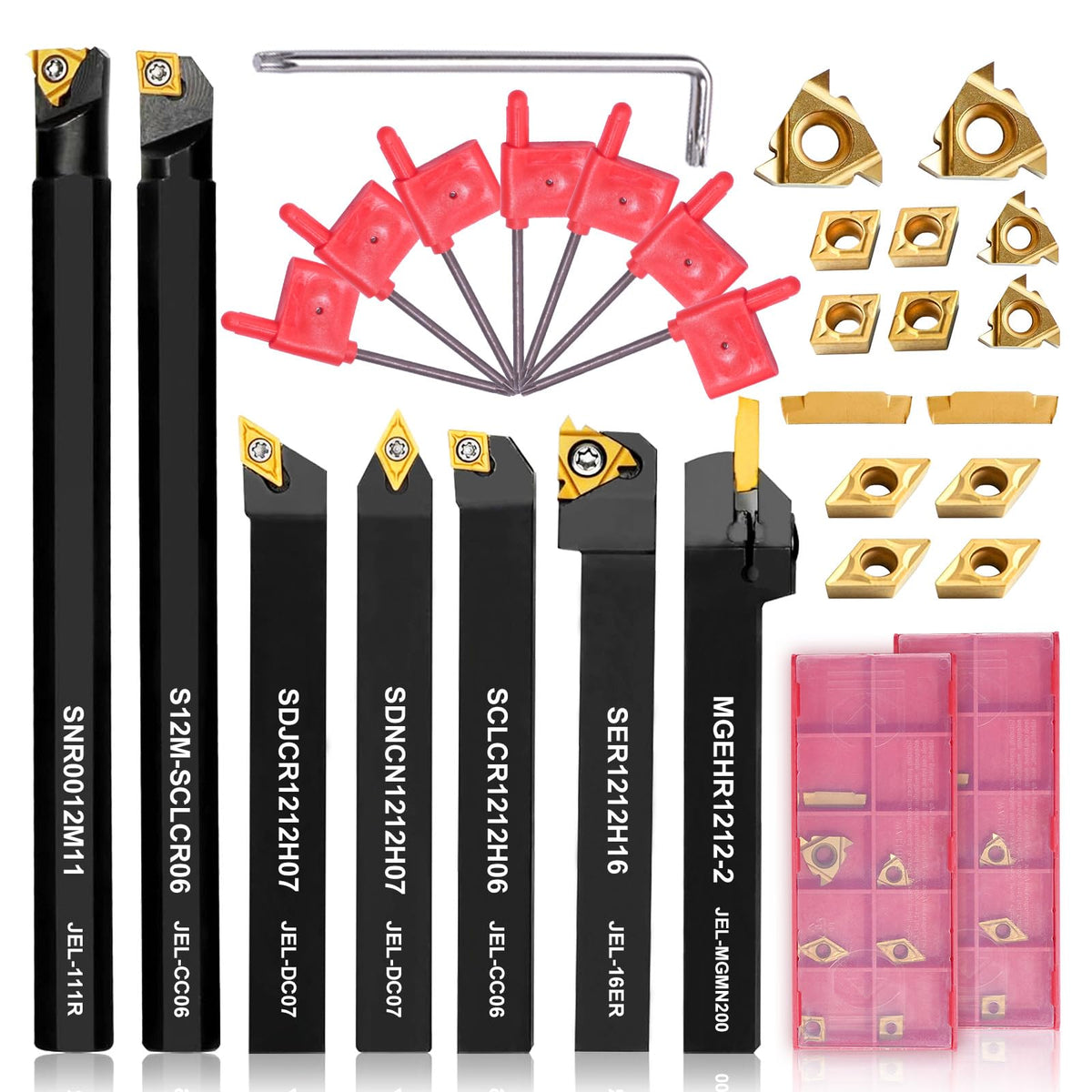 Uranshin Indexable Lathe Tools 21PCS Kit, 1/2" 12mm Shank