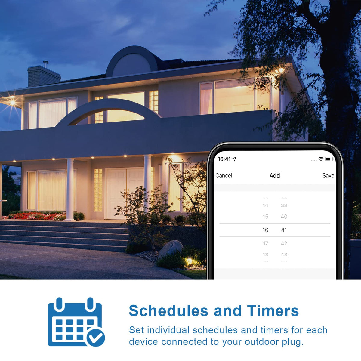 Outdoor Smart Plug, 2.4G WiFi Outdoor Outlet with Dual Outlets, Compatible with Alexa, Google Home, Smart Life