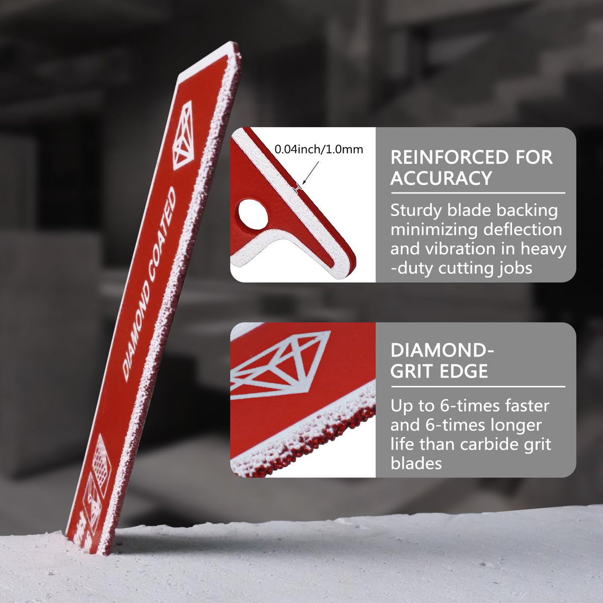 PAYA TOOLS 3-Piece 9 inch 40-50 Grit Diamond-Grit Edge Reciprocating Saw Blade for Masonry, Fiber Cement & Fiberglass