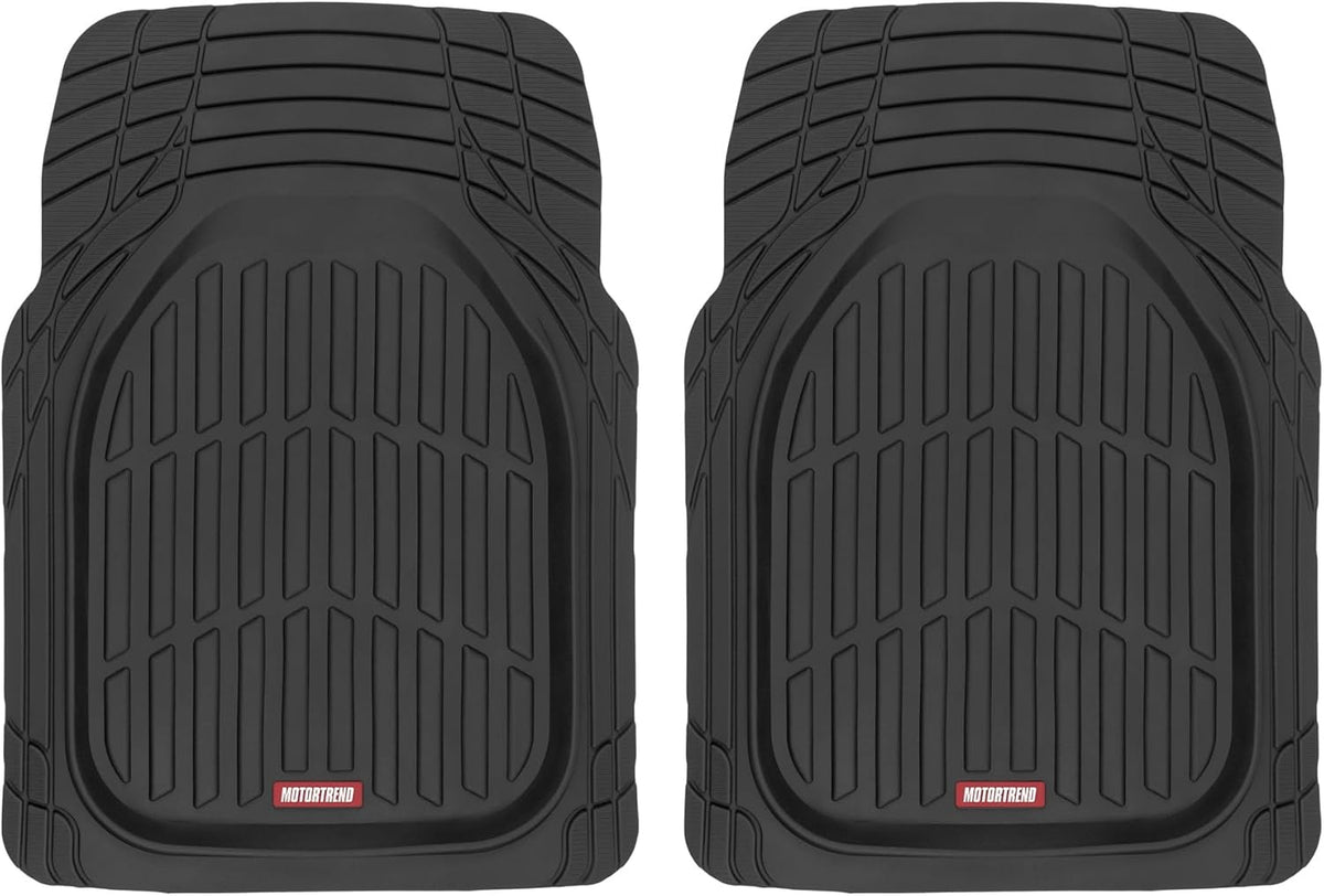 2 Piece Front Car Floor Mats- Black FlexTough Contour Liners-Deep Dish Heavy Duty Rubber Floor Mats for Car SUV Truck