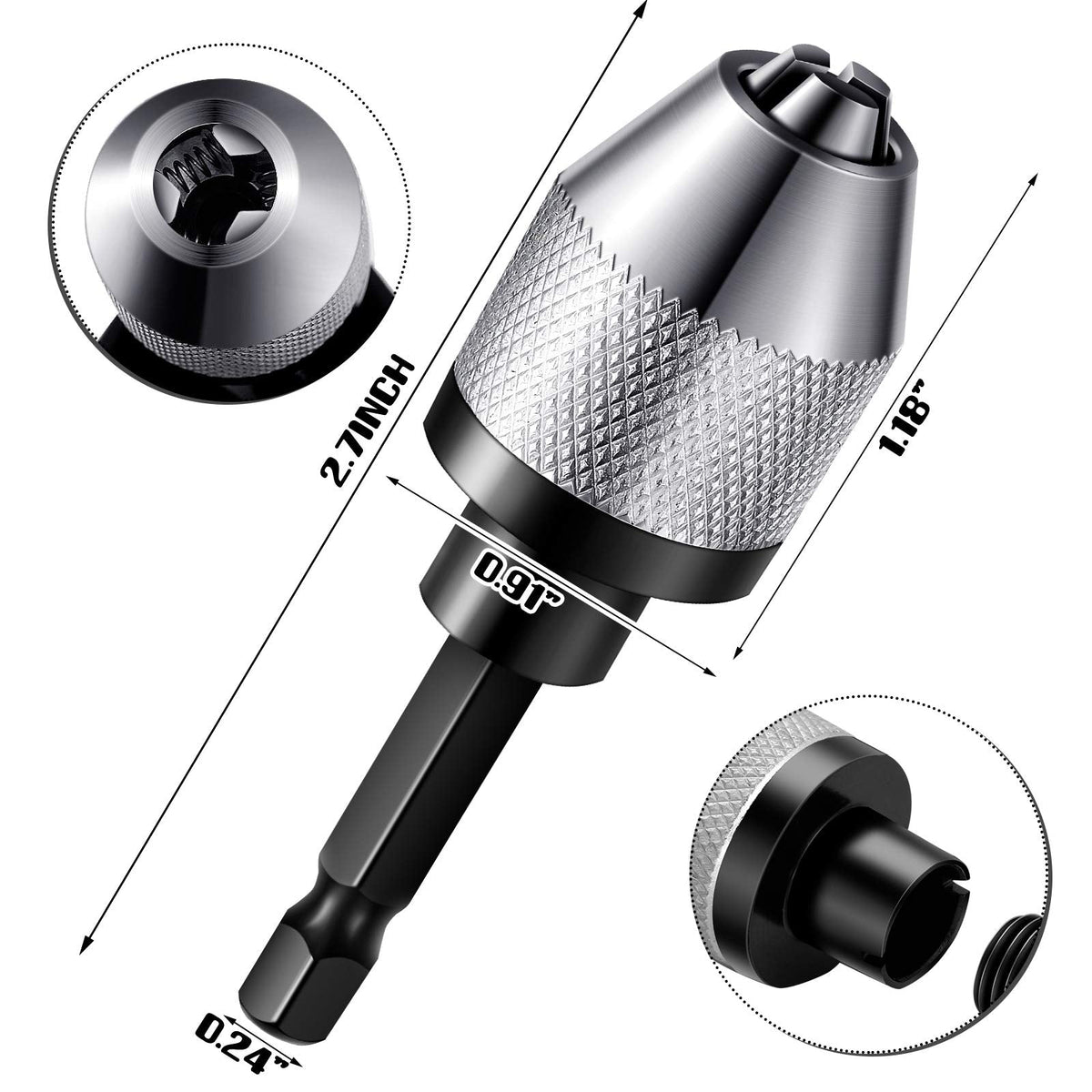 Honoson Drill Chuck Adapter Keyless 1/4 Inch Hex Shank Drill Chuck, 6 Pcs
