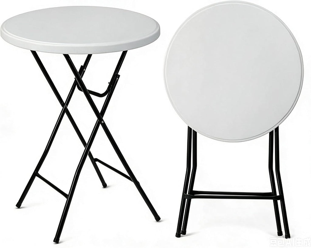 Cocktail Table, 32 Inch Folding Bar Table, High Top Round Tables, Outdoor Portable Bistro Tall Folding Table for