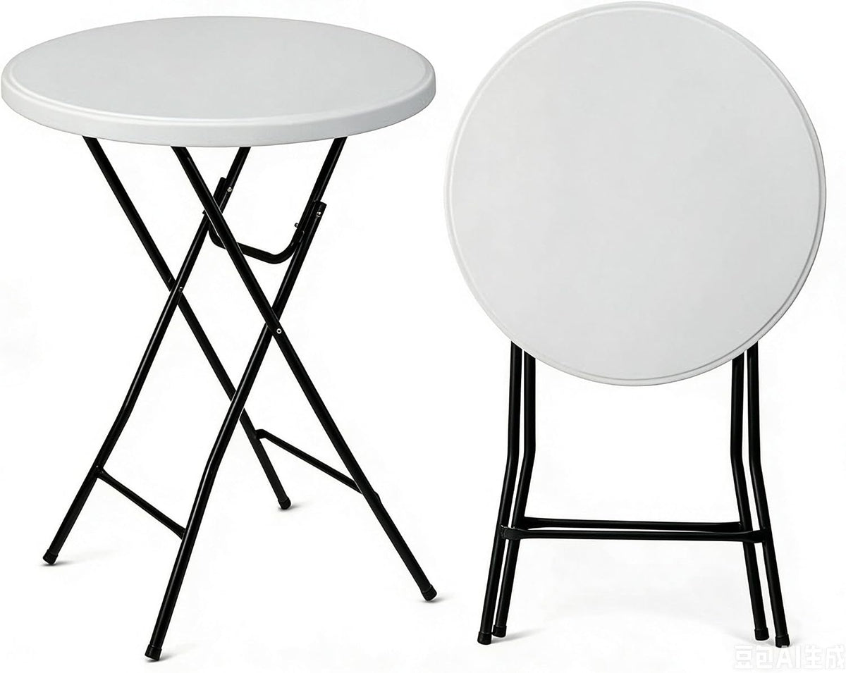 Cocktail Table, 32 Inch Folding Bar Table, High Top Round Tables, Outdoor Portable Bistro Tall Folding Table for
