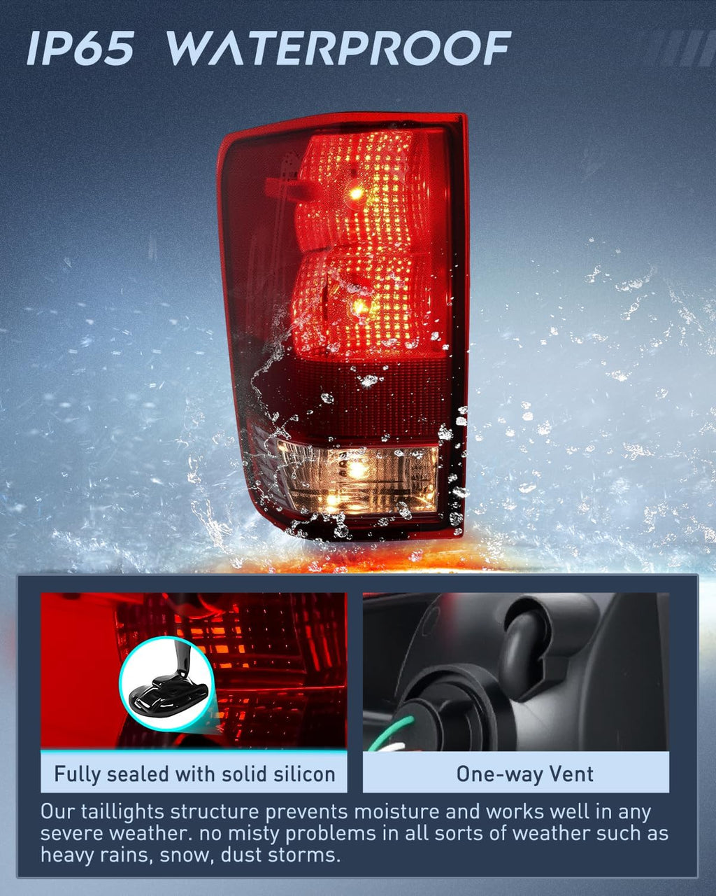 Nilight Taillight Assembly Compatible with 2004-2015 Nissan Titan Red Lens