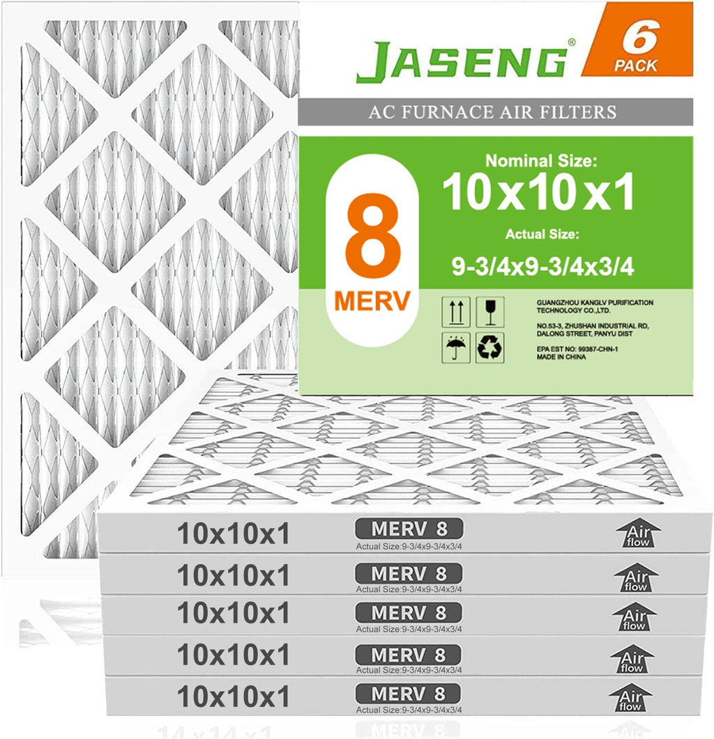 10x10x1 MERV 8 Air Filter, 6-Pack for Furnace HVAC