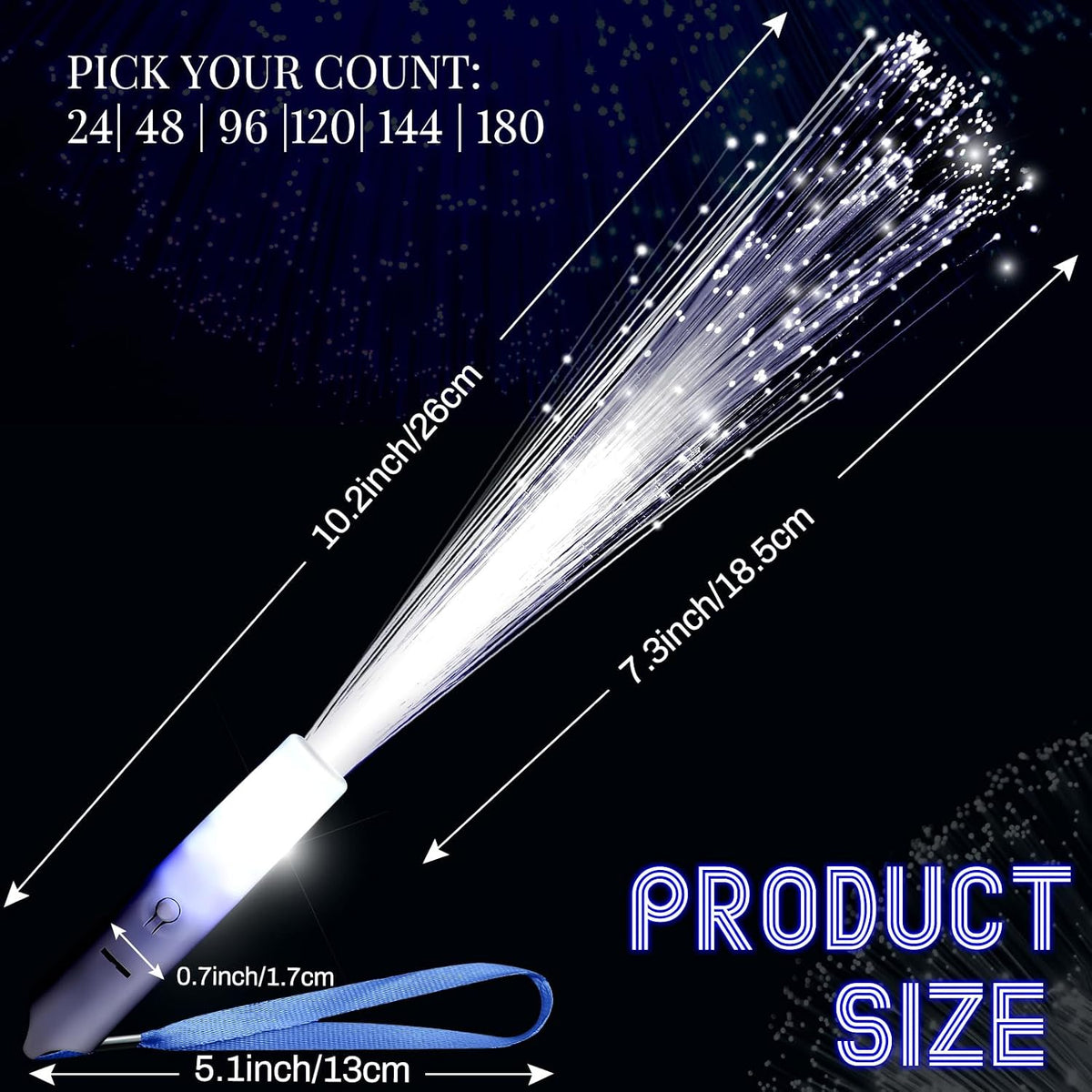 144 Pieces White Fiber Optic Wands Bulk LED Wedding Sparklers Send off Light up Wand Sticks with 3 Modes Flashing for