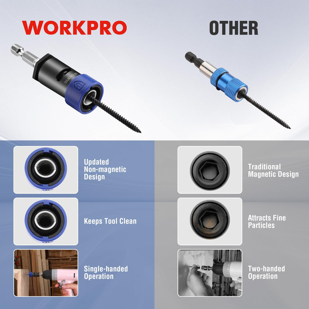 WORKPRO Drywall Screw Setter/Extractor Impact Bit Holder