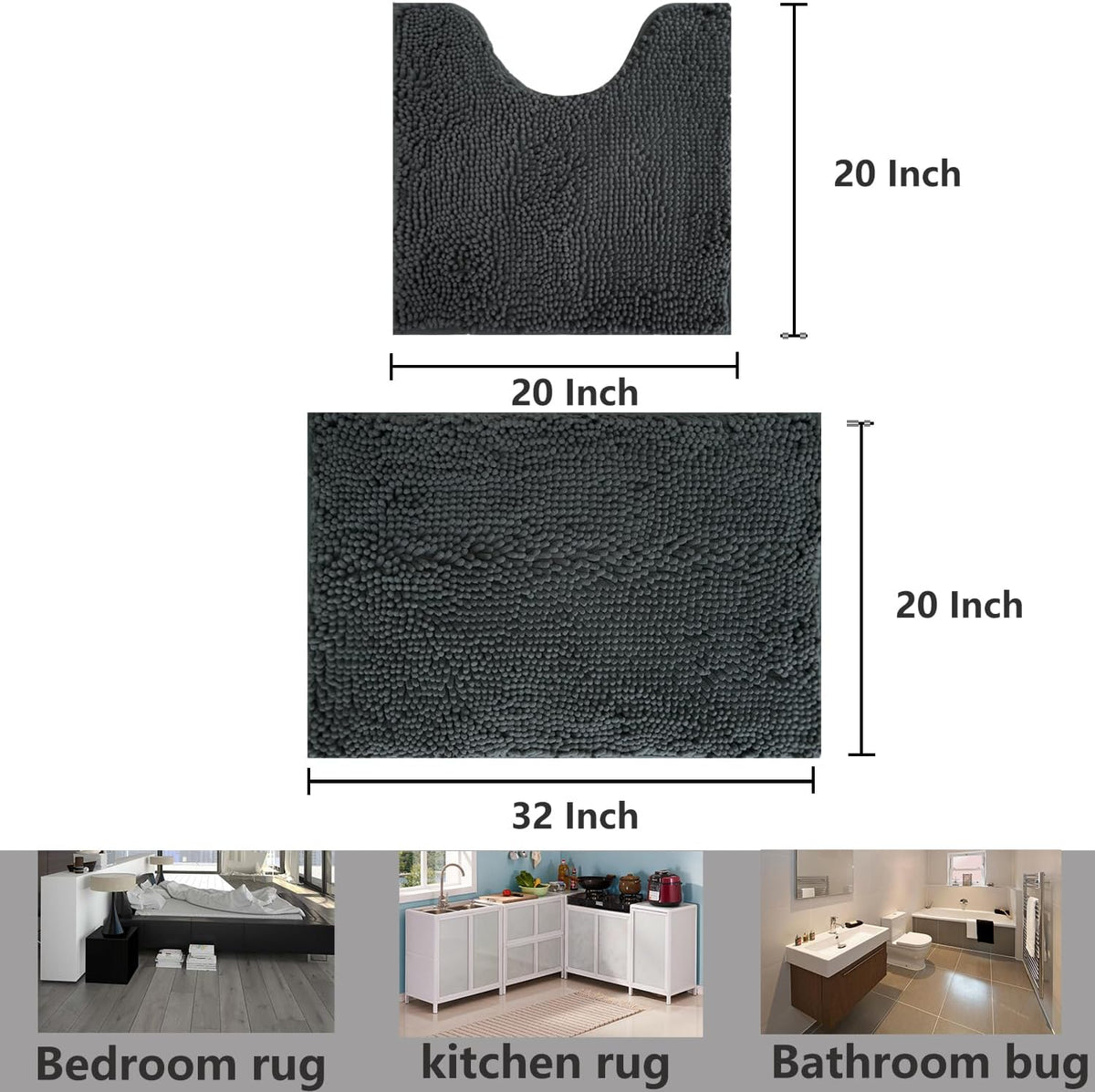 Bathroom Rug Sets 2 Piece, Extra Thick and Absorbent, Non-Slip, Machine Washable, Dry Quckily, Soft Cozy Plush, Used