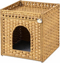 Cat Litter Box Enclosure, Extra Large Hidden PE Rattan Natural,Spacious Double Door PE Rattan Cat Washroom Bench