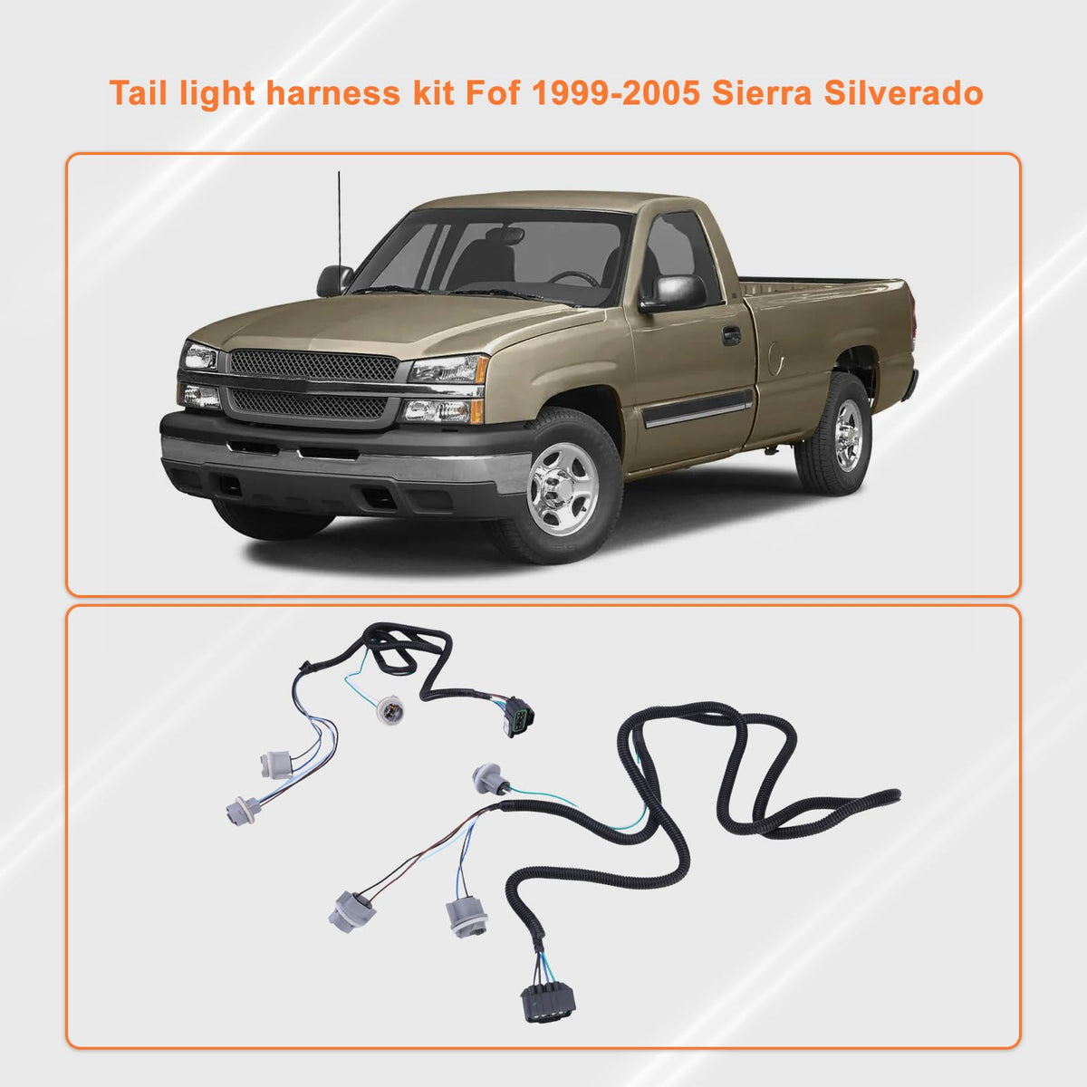 Slakerbe Left & Right Taillight Wiring Harness Kit Fits for Sierra Silverado 1999-2005 tail lamp wire assembly Replacement 88986854 88986855