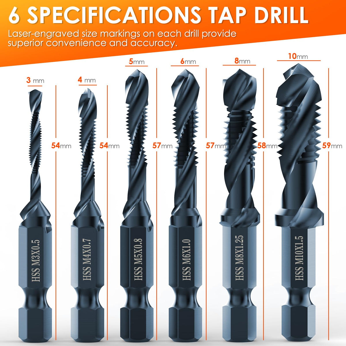 THINKWORK 3-in-1 Metric Combination Drill Tap & Tap Bit Set