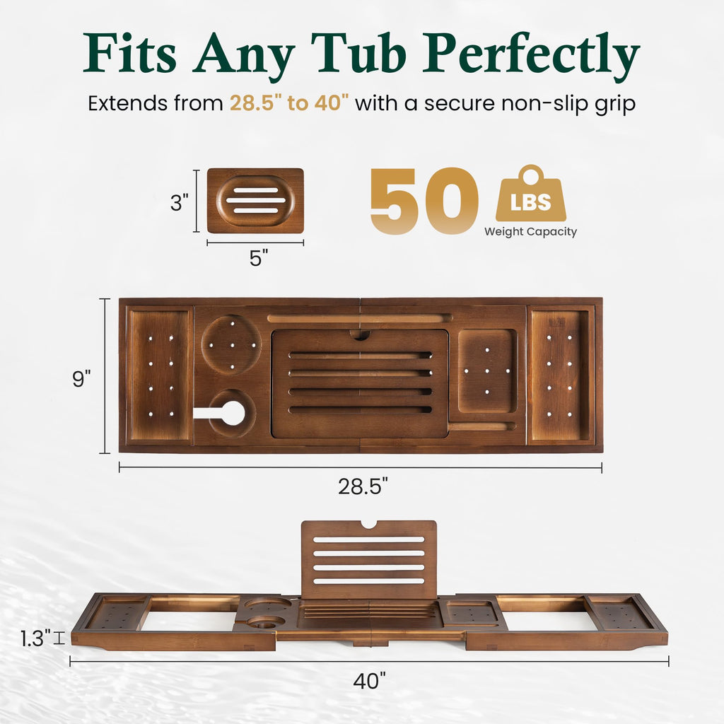 Bamboo Bathtub Tray, Brown Bath Caddy