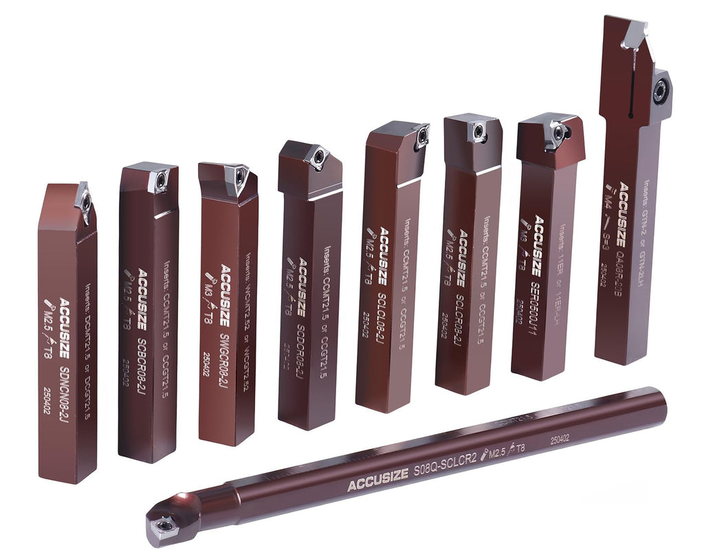 Accusize 1/2 in Shank Indexable Carbide Turning Tool Set, 3988-0012