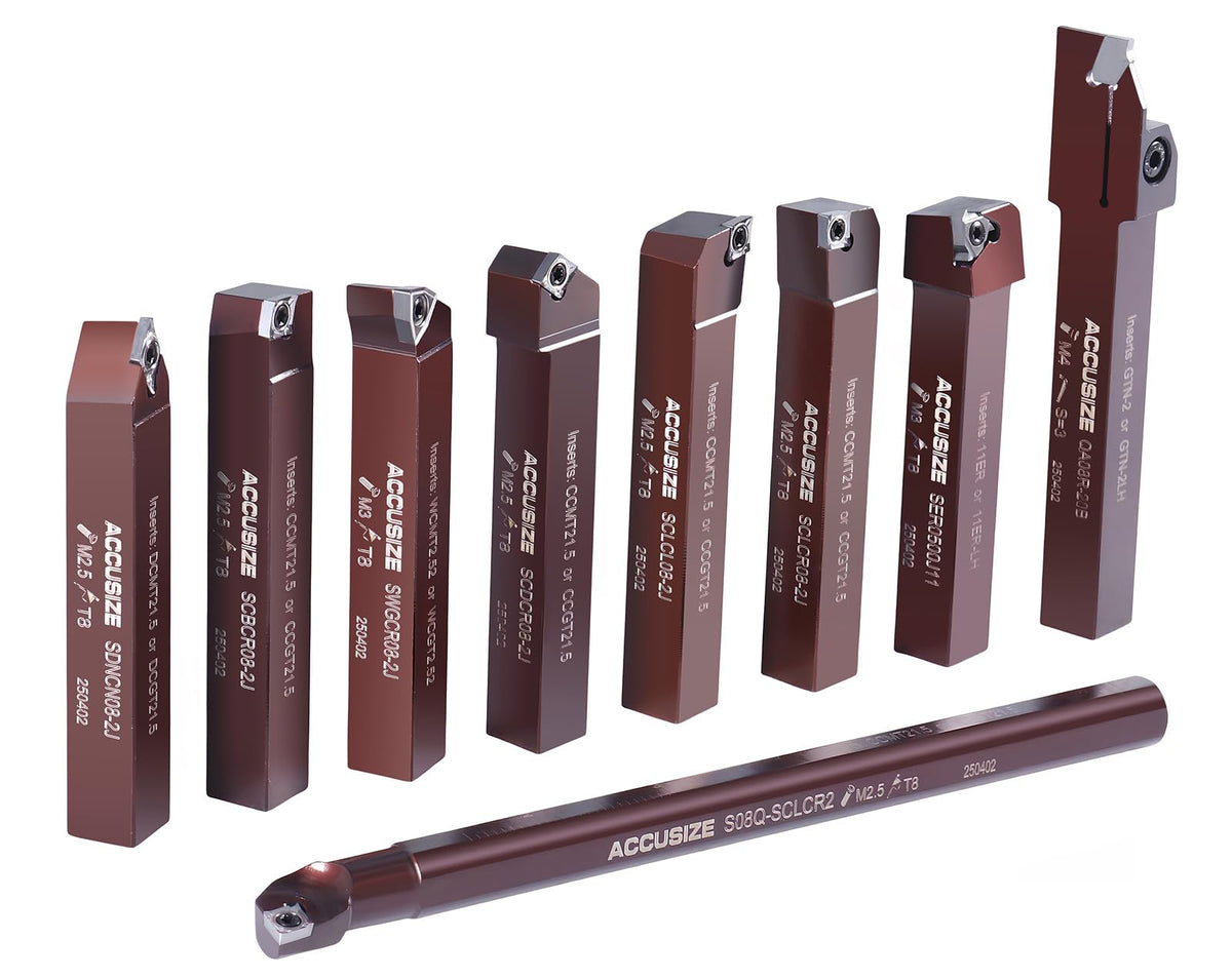 Accusize 1/2 in Shank Indexable Carbide Turning Tool Set, 3988-0012