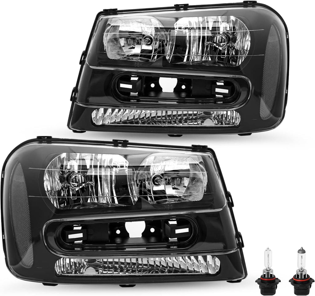 SOCKIR Headlight Assembly for 2002-2009 Chevy Trailblazer Full Length Grill