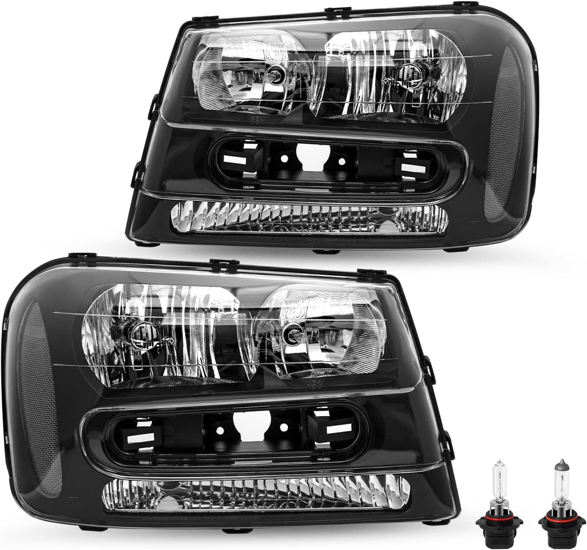 SOCKIR Headlight Assembly for 2002-2009 Chevy Trailblazer Full Length Grill