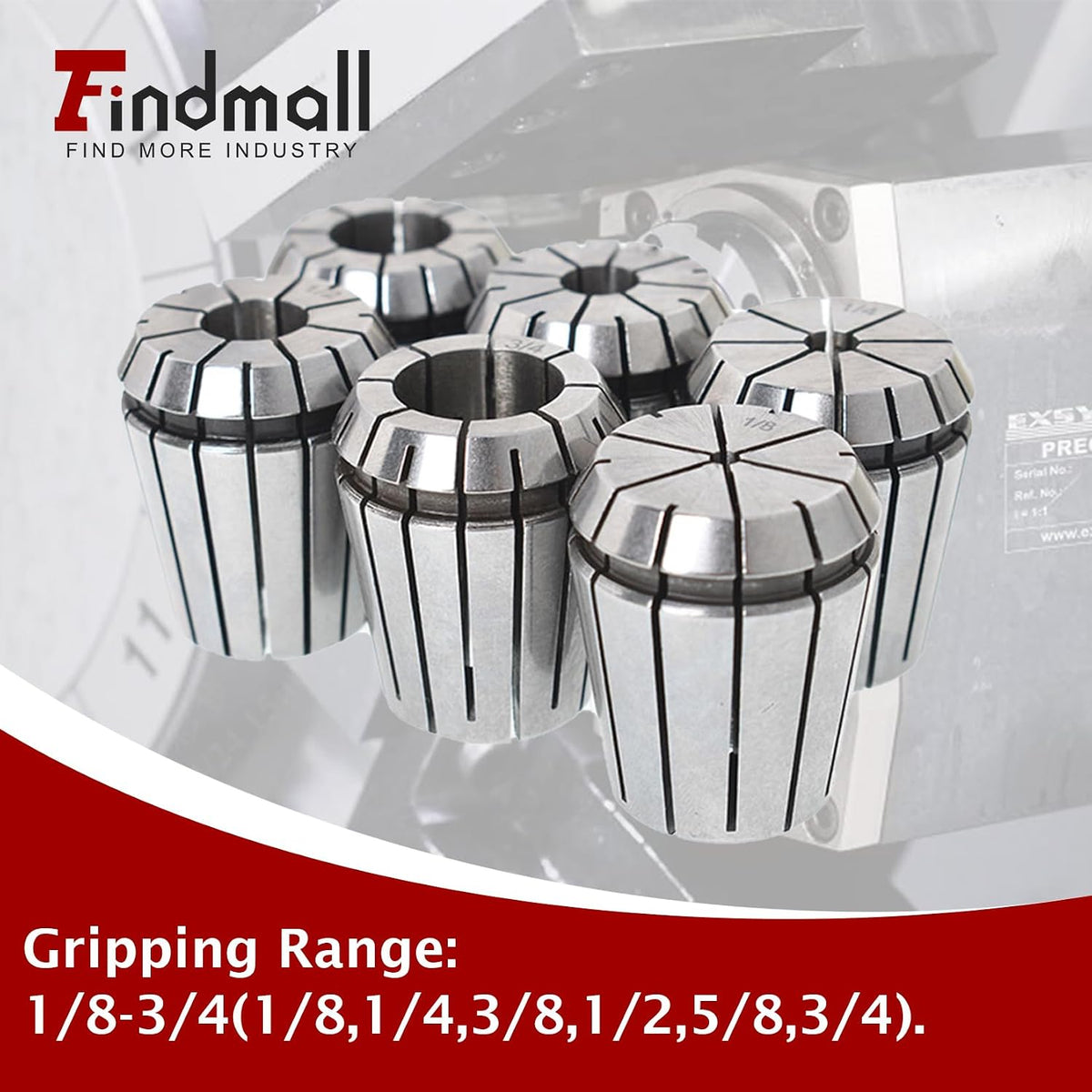 findmall 6Pcs ER32 Accuracy Spring Collet Set 1/8-3/4