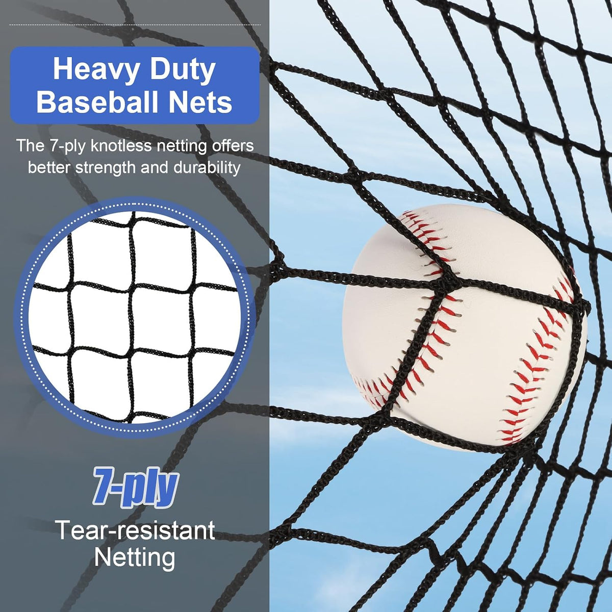 6'x6' Baseball Softball Practice Net, Batting Tee & Ball Caddy | Baseball Pitching Hitting Net with Strike Zone